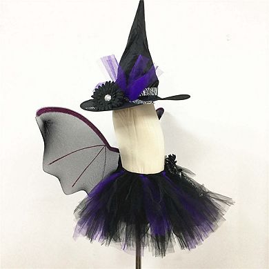 Children's Halloween Witch Hat Skirt Wings 1-piece Sets