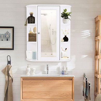 White Bathroom Wall Mounted Medicine Cabinet With Storage Shelves