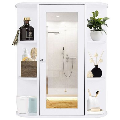 White Bathroom Wall Mounted Medicine Cabinet With Storage Shelves