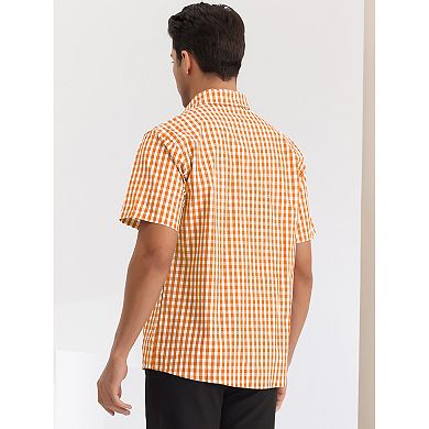 Checked Shirts For Men's Short Sleeves Button Formal Plaid Tartan Dress Shirt