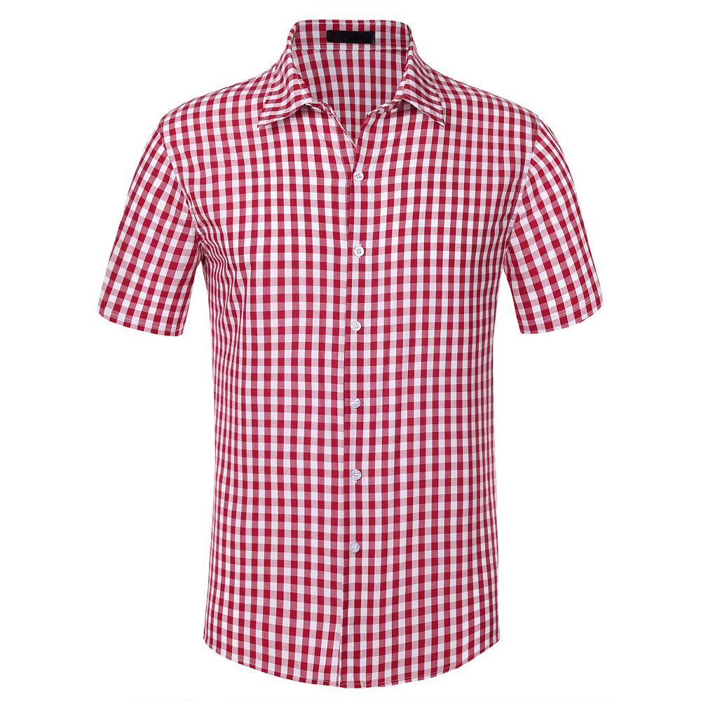Tartan Pink Plaid Men's Short Sleeve Shirt