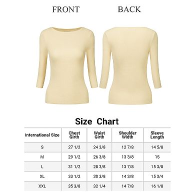 Women's Knit Top Half Sleeve Boat Neck Slim Fit Ribbed Tee Tops