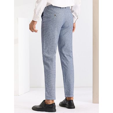 Checked Pants for Men's Regular Fit Flat Front Formal Business Plaid Dress Pants