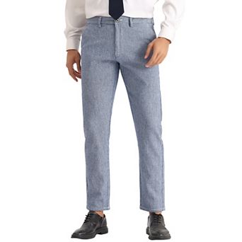 Checked Pants for Men's Regular Fit Flat Front Formal Business Plaid Dress Pants