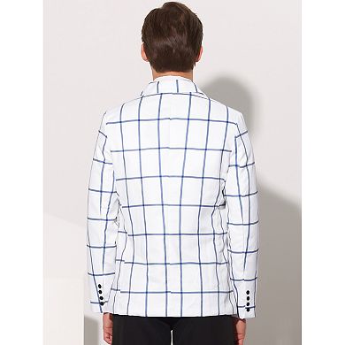Plaid Blazers for Men's Contrasting Color Notch Lapel Two Button Sports Coat