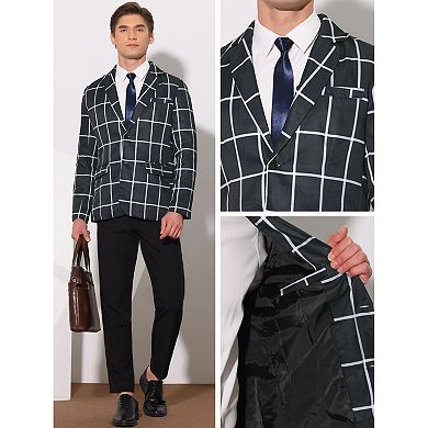 Plaid Blazers for Men's Contrasting Color Notch Lapel Two Button Sports Coat