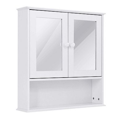 Wall Mounted Bathroom Mirror Cabinet with Adjustable Shelves, 23 x 22 inch, White