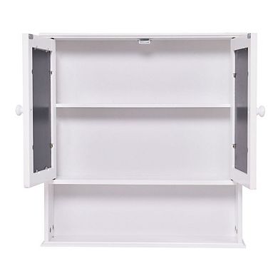 Wall Mounted Bathroom Mirror Cabinet with Adjustable Shelves, 23 x 22 inch, White