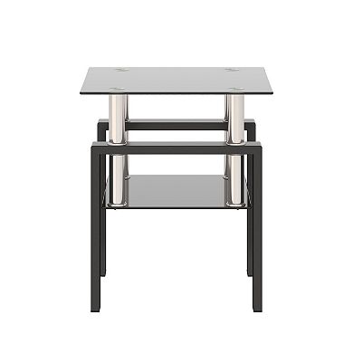 F.C Design 1-Piece Modern Tempered Glass Tea Table Coffee Table End Table, Square Table