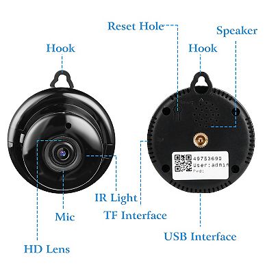 Black, Smart Home Security With Night Vision, Motion Detection, Two-way Talk, And Loop Recording