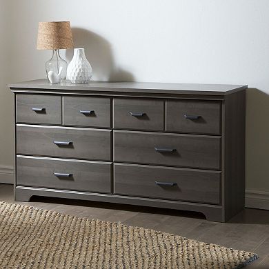 Bedroom 6-drawer Double Dresser Wardrobe Cabinet In Grey Maple Finish
