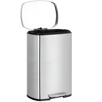 Kitchen Trash Garbage Can, Pedal Rubbish Bin 13.2 Gal (50L), with Plastic Inner Bucket, Hinged Lid