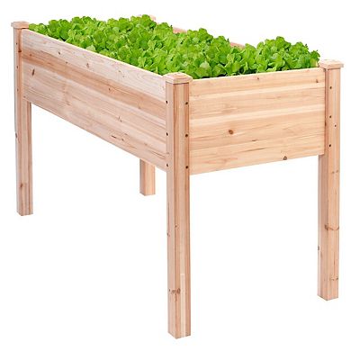Raised Garden Bed Planter Box with Thick Cedar Wood Construction and 30-Inch Height, Natural