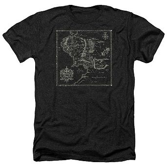 Lord Of The Rings Map Of Middle Earth Adult Heather T-shirt