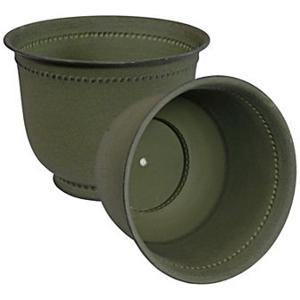Sunnydaze Michael Metal Planter - 14.5 in - Chestnut Glaze - Set of 2