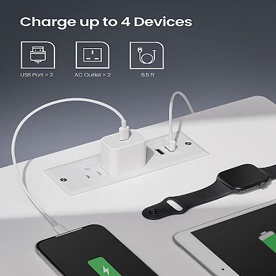 Nightstand With Charging Station & Led