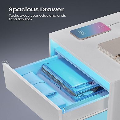 Nightstand With Charging Station & Led