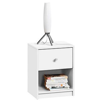 Contemporary 1-drawer Nightstand With Storage Shelf In White