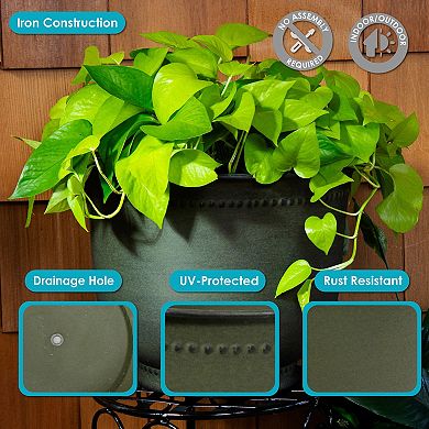 Sunnydaze Michael Metal Outdoor Planter - 14.5 in