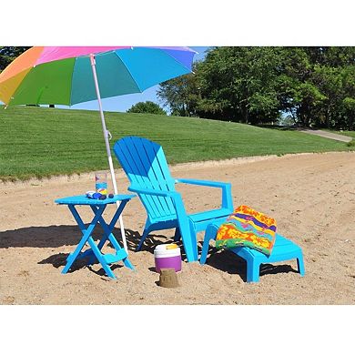 Pool Blue Folding Side Table In Durable Patio Furniture Plastic Resin