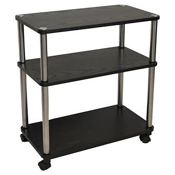 3-shelf Mobile Home Office Caddy Printer Stand Cart In Black