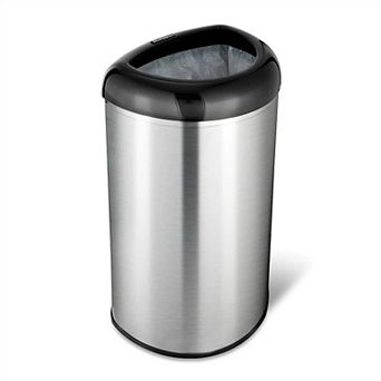 Stainless Steel Black Open Top 13-gallon Kitchen Trash Can With No Lid