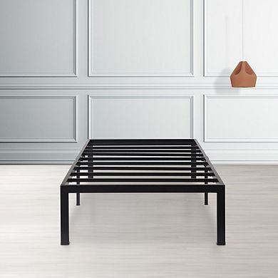 Twin Size Modern Heavy Duty Black Metal Platform Bed Frame