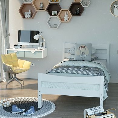 Twin Size Farmhouse Style Pine Wood Platform Bed Frame