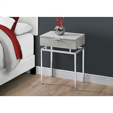 Modern End Table 1 Drawer Nightstand With Marble And Gold Legs