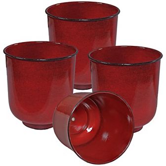 Sunnydaze Vivian Metal Planter - 11 in - Ruby Glaze - Set of 4