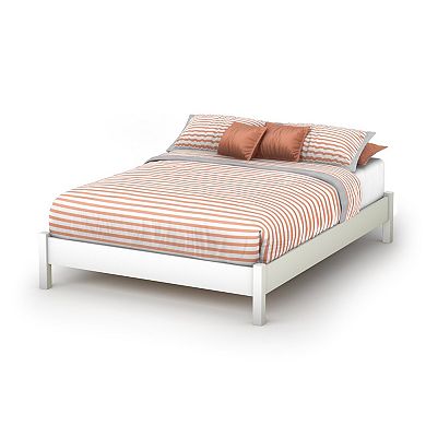 Full Size Simple Platform Bed In White Finish - Modern Design