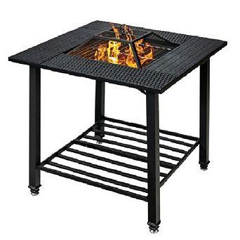 4 in 1 Square Fire Pit, Grill Cooking Bbq Grate, Ice Bucket, Dining Table