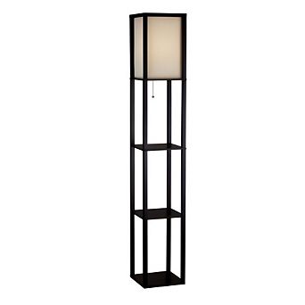 Modern Tall Floor Lamp with Built-In Shelves for Bedroom or Home Office