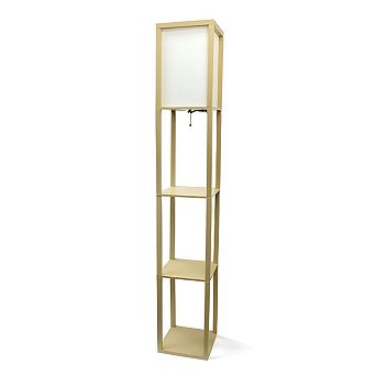 Modern Tall Floor Lamp with Built-In Shelves for Bedroom or Home Office