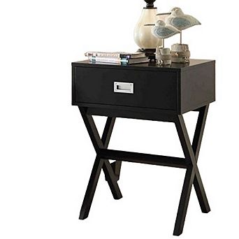 Modern 1-drawer Bedside Table Nightstand End Table With X-legs