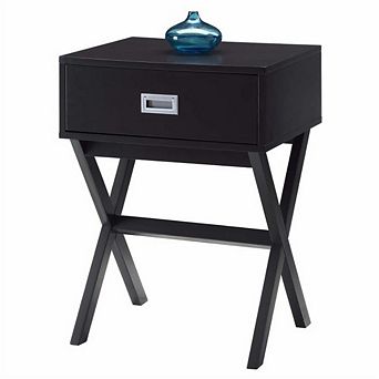 Modern 1-drawer Bedside Table Nightstand End Table With X-legs