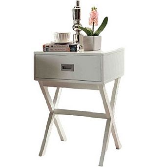 Modern 1-drawer Bedside Table Nightstand End Table With X-legs
