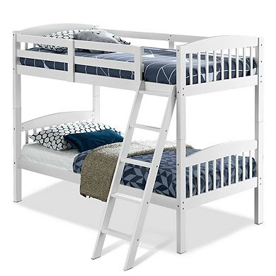 Twin Over Twin Wooden Bunk Bed With Ladder