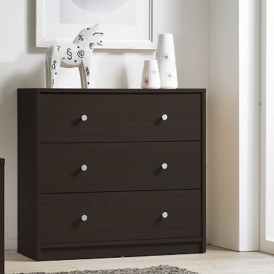 3-Drawer Vertical Bedroom Chest with Brushed Nickel Knobs, Modern Compact Dresser for Clothing