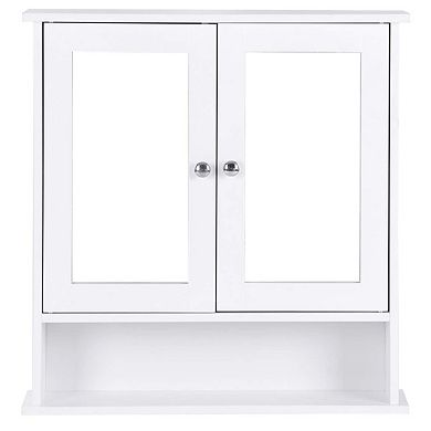 White Bathroom Wall Medicine Cabinet With Mirror And Open Shelf