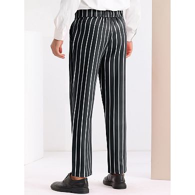 Striped Slacks for Men's Flat Front Stripes Printed Business Formal Trouser