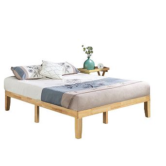 King Size Solid Wood Platform Bed Frame In Natural Finish