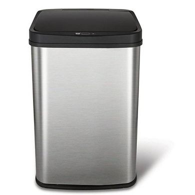 13-Gallon Motion Sensor Trash Can Stainless Steel Touchless Kitchen Bin with Ring Liner, Silver