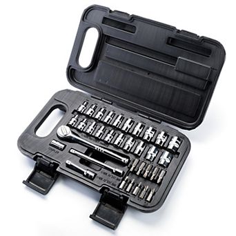 MAXPOWER 1/4 Inch Drive Socket Wrench Set, Metric and SAE, 35 pc