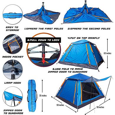 Instant Pop Up Tent 5 Person Blue