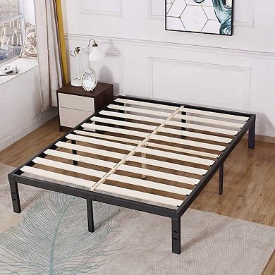 Queen Heavy Duty Metal Platform Bed Frame With Wood Slats 3,500 Lbs Weight Limit