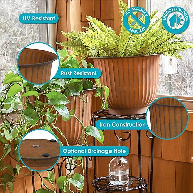 Sunnydaze Carlotta Metal Outdoor Planter - 14.75 in