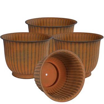 Sunnydaze Carlotta Metal Planter - 14.75 in - White Glaze - Set of 4