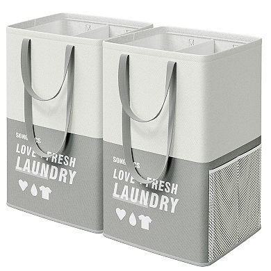 Set Of 2 Laundry Baskets With 2 Compartments