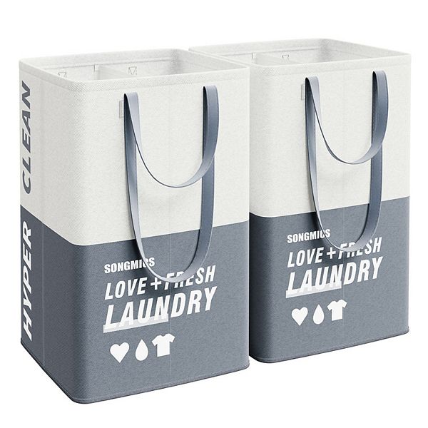 Set Of 2 Laundry Baskets With 2 Compartments